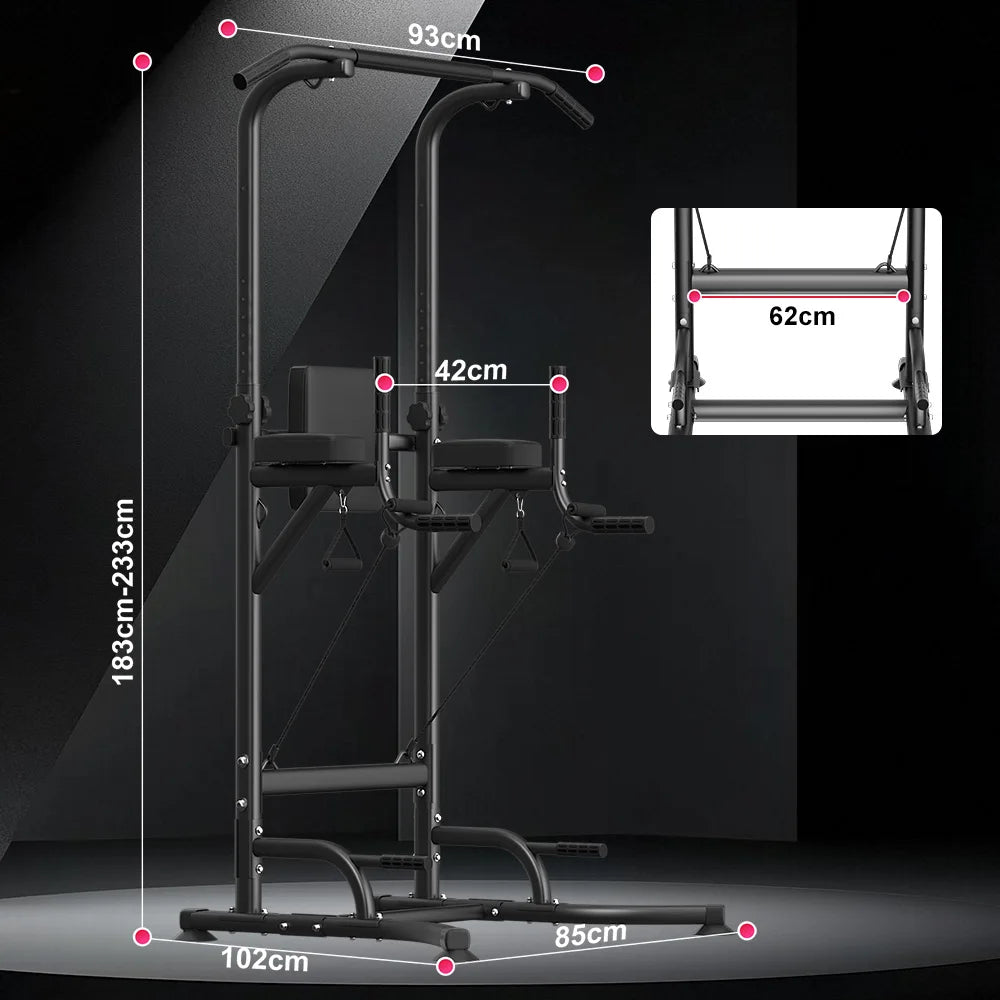 Power Tower Station Multifonction – Barre de Traction, Dips, Pompes & Abdos | Home Gym 233 cm Ajustable