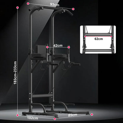 Power Tower Station Multifonction – Barre de Traction, Dips, Pompes & Abdos | Home Gym 233 cm Ajustable
