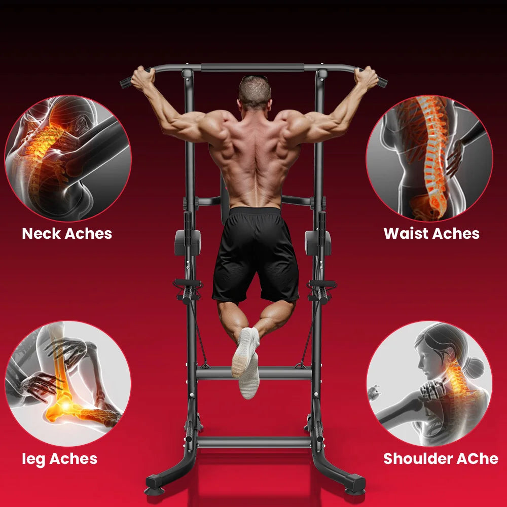 Power Tower Station Multifonction – Barre de Traction, Dips, Pompes & Abdos | Home Gym 233 cm Ajustable