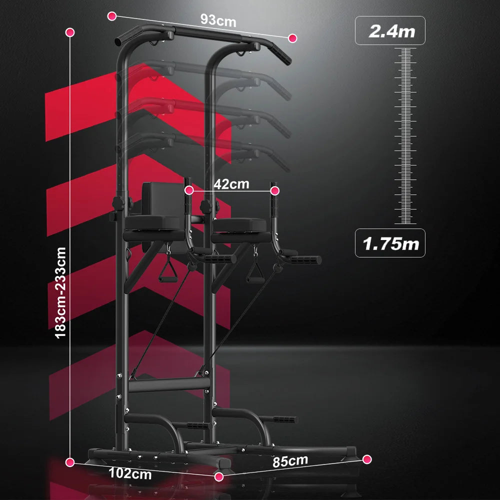 Power Tower Station Multifonction – Barre de Traction, Dips, Pompes & Abdos | Home Gym 233 cm Ajustable