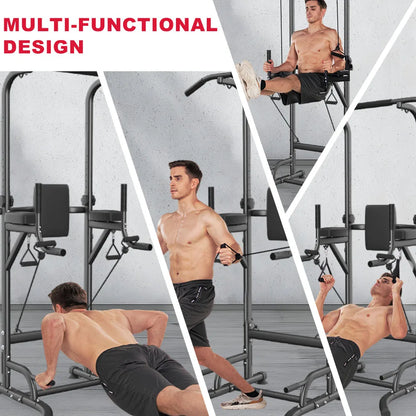 Power Tower Station Multifonction – Barre de Traction, Dips, Pompes & Abdos | Home Gym 233 cm Ajustable
