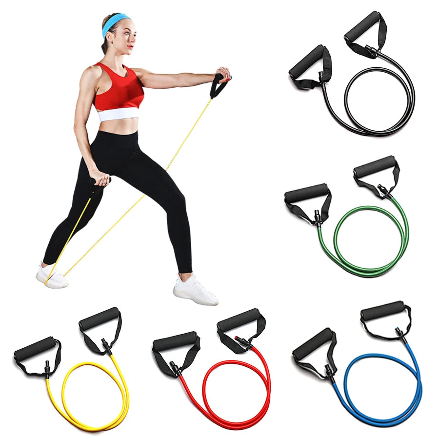 Bandes Élastiques de Résistance 5 Niveaux avec Poignées – Set Pull Rope Fitness pour Musculation, Yoga & Rééducation Maison
