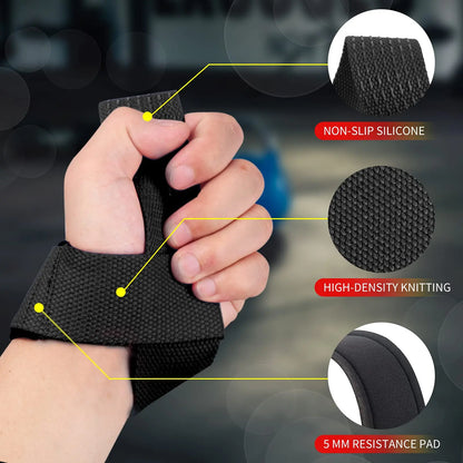 Sangles Haltérophilie Ajustables Antidérapantes – Wrist Straps pour Deadlift, Rowing, Pull-ups – Support Poignet Renforcé Gym Fitness