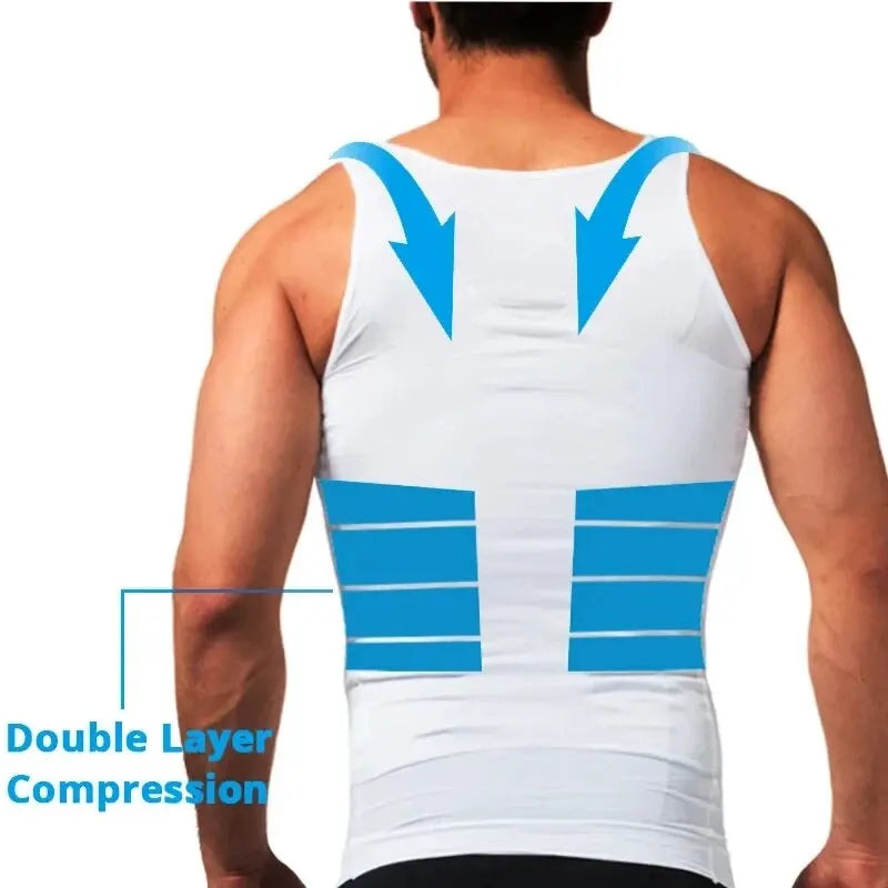 Compression Homme Sans Manches – Body Shaper Slimming, Contrôle Ventre & Poitrine, Undershirt Amincissant Waist Trainer – Perte de Poids & Posture