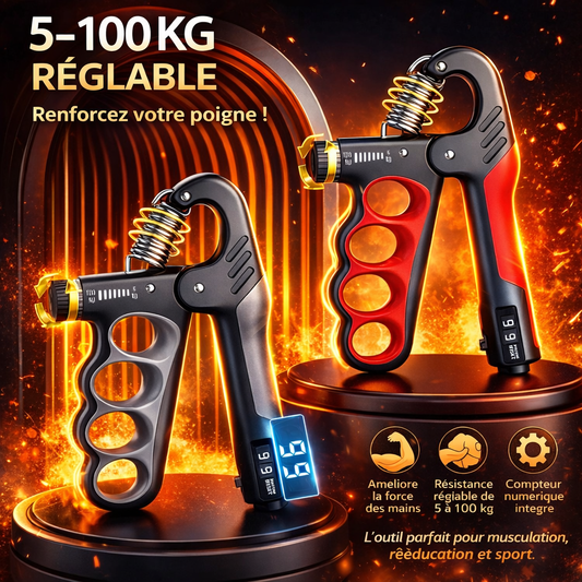 Pince Poignet Avant-Bras Réglable 5-100 kg – Hand Gripper Pro Musculation & Récupération