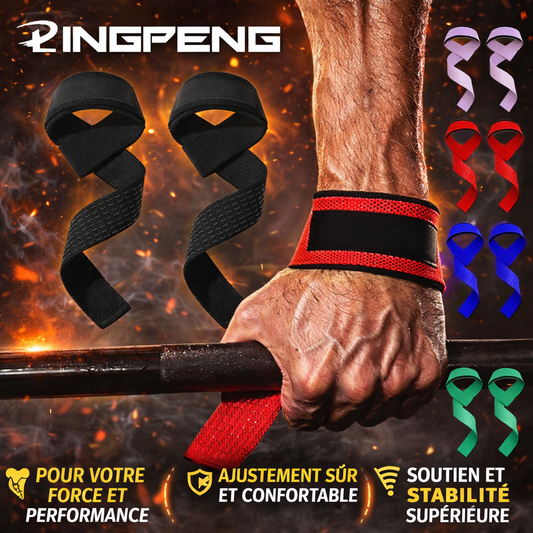 Sangles Haltérophilie Ajustables Antidérapantes – Wrist Straps pour Deadlift, Rowing, Pull-ups – Support Poignet Renforcé Gym Fitness